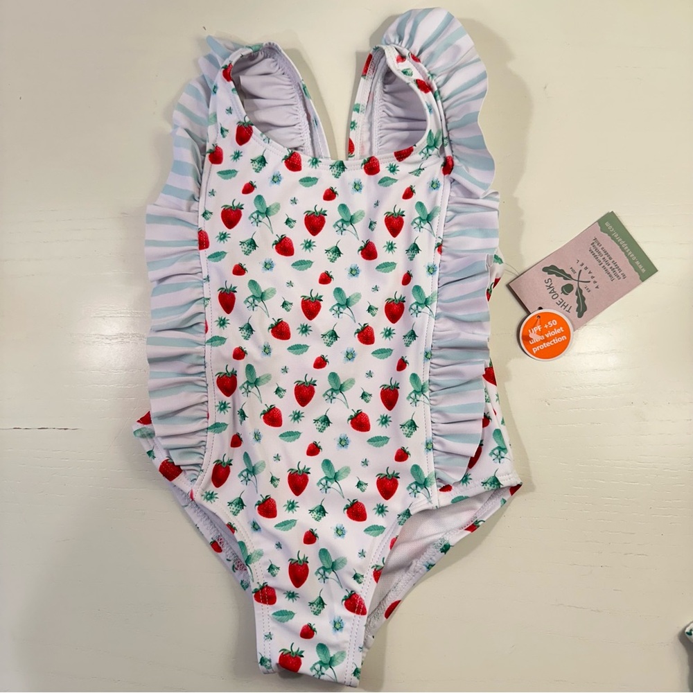 NWT Oaks Apparel Strawberry Swimsuit 2T